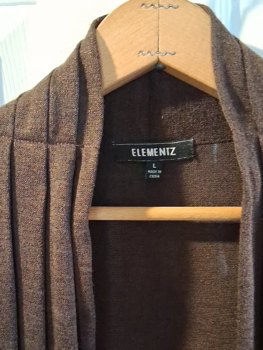Elementz Brown Open-Front Cardigan with Pleated Front
